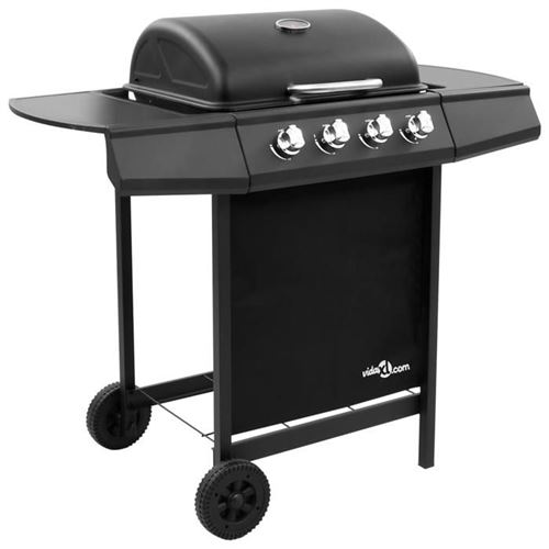 vidaXL Barbecue gril &agrave; gaz avec 4 br&ucirc;leurs Noir 
