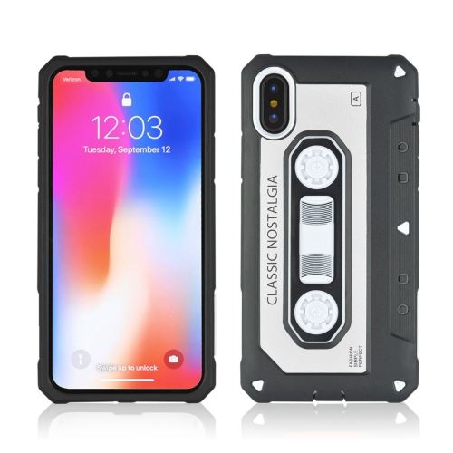 Iphone X / Xs Coque Protection Tpu Casette Audio Argenté Als81359