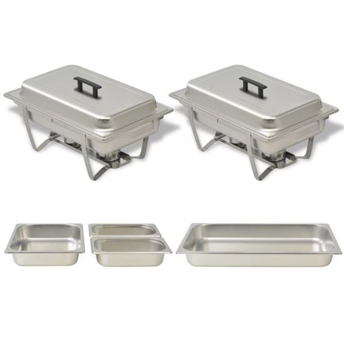 vidaXL Ensemble de chauffe-plats 2 pcs Acier inoxydable