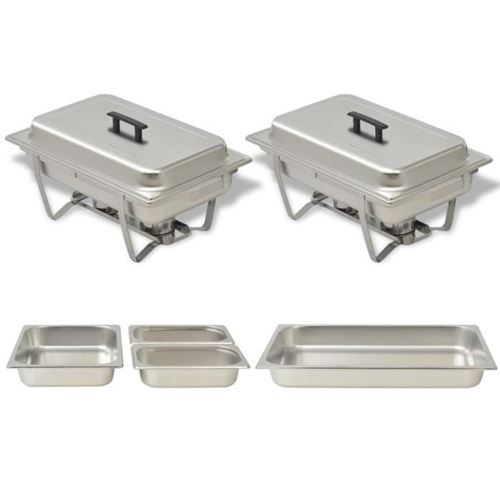 Vidaxl Ensemble De Chauffe-Plats - 2 Pcs - Acier Inoxydable - Dimensions Gastronorm - Facile À Nettoyer - Image 3