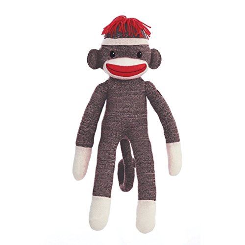 MaEd by Aliens ORIgINAL SOcK MONKEY STUFFED ANIMAL PLUSH KNITTED BOYS BABY DOLL PUPPET gIFT PRESENT 20