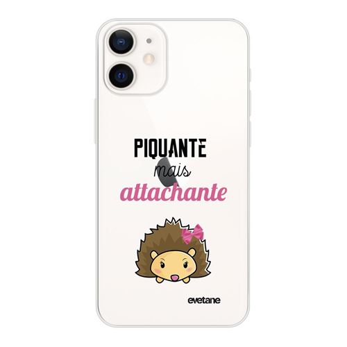 Coque pour iPhone 12 mini souple transparente piquante mais attachante Motif Ecriture Tendance [Evetane®]