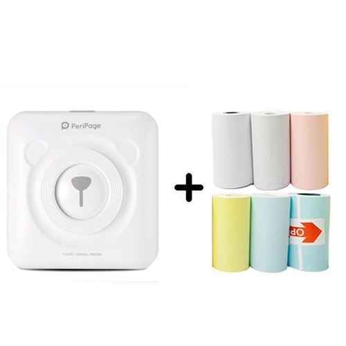 29€ sur Mini Imprimante Peripage Bluetooth portable thermique avec 6  rouleaux de papier d'impression - Blanc - Imprimante Photo - Achat & prix