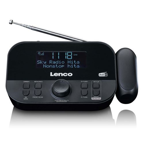 Radio-r&eacute;veil DAB+/FM avec projection de l'heure Lenco CR-615BK Noir
