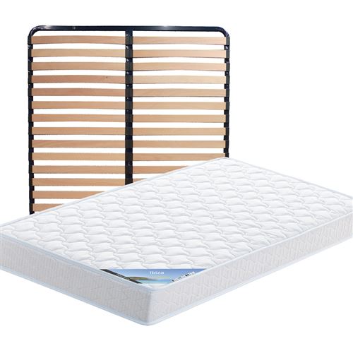 Altobuy - ibiza - Pack Matelas + Lattes 140x200 - Blanc