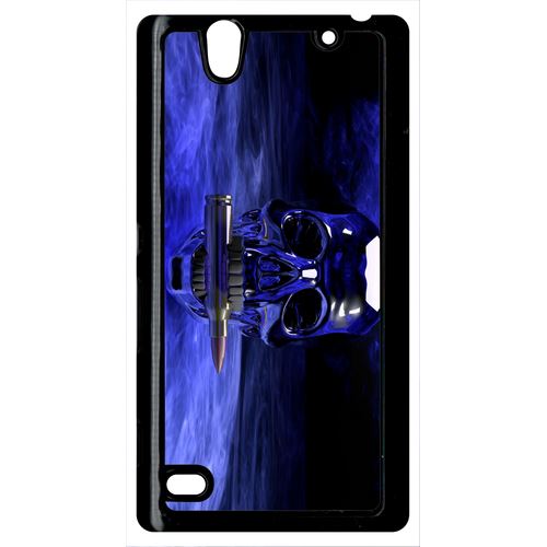 Coque Blue Skull Compatible Sony Xperia C4 Transparent