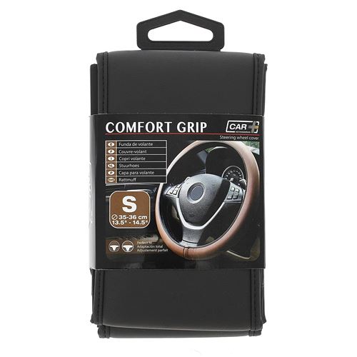 Car Plus couvre-volant Comfort Grip uni similicuir noir 35-36 cm