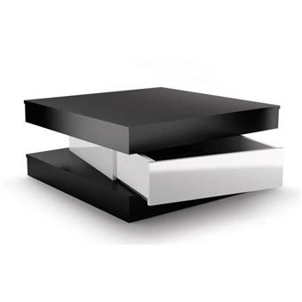 12 92 Sur Fixy Table Basse Carree Style Contemporain Noir Et Blanc Brillant L 80 X L 80 Cm Achat Prix Fnac