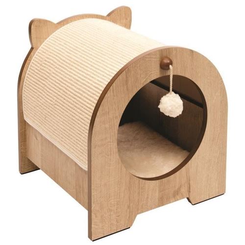 vesper meuble a griffer minou - 36 x 36,5 x 40,5 cm - marron clair - pour chat