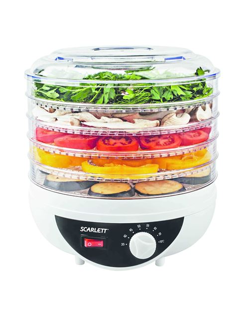 Scarlett sc-421 250w noir, transparent, blanc déshydrateur alimentaire