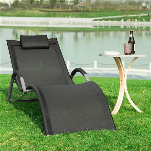 SoBuy® OGS38-Sch Transat de Jardin Chaise Longue Bain de Soleil - Noir