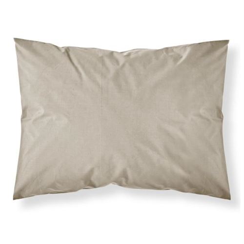 Taie d'oreiller unie, Marron clair/Mastic, 50x70cm, 100% Coton