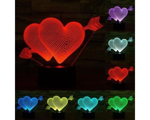 Lampe 3D Coeur Flèche Luminaire Décoratif Intérieur LED 7 Couleurs Tactile USB - YONIS