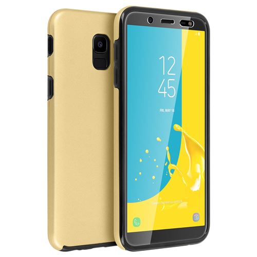 Coque Samsung Galaxy J6 Protection Silicone + Arrière Polycarbonate - Or