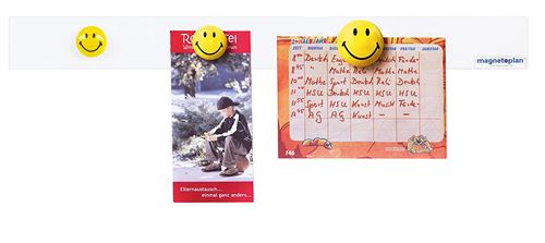 jaune et noir 20 mm de diam/ètre magnetoplan Lot de 8 aimants /à smiley