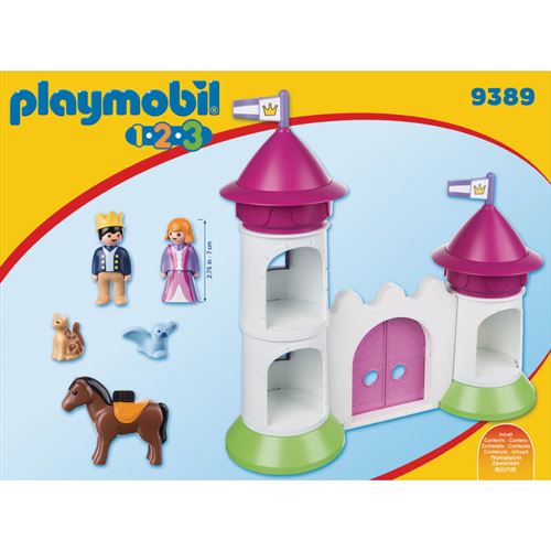 Playmobil 1.2.3 9389 Château de Princesse avec Tours empilables