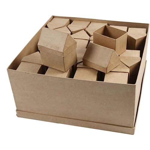 Creotime décoration Maisons en papier mâché 10,5 cm marron 40 pièces