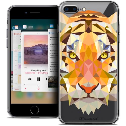 Caseink - Coque Housse Etui Apple iPhone 8 Plus (5.5 ) [Crystal Gel HD Polygon Series Animal - Souple - Ultra Fin - Imprimé en France] Tigre