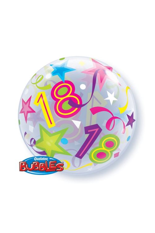 Ballon Bubble étoiles 18 56 Cm 22 Qualatex© - Multicolores