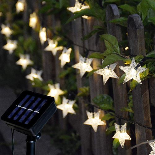 Lumières d'étoiles, lumières d'étoiles solaires scintillantes, lumières blanches chaudes, 12M, 100LED