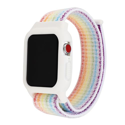 Bracelet en nylon avec coque de protection pour Apple Watch Series 6/ SE/ 5/ 4 40mm - Multicolore