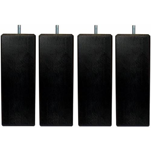 Jeu de pieds carres L 6 x l 6 x H 24,5 cm Noir - Lot de 4