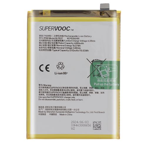 Batterie Interne pour OnePlus Nord CE4 Lite 5G 5110mAh Original BLPB37 Oneplus Blanc