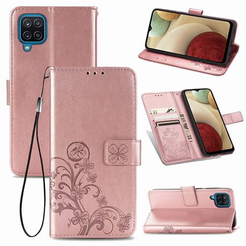 MPFRANCE Housse pour Samsung Galaxy A12 5G Or Rose [Fleur de Lys]
