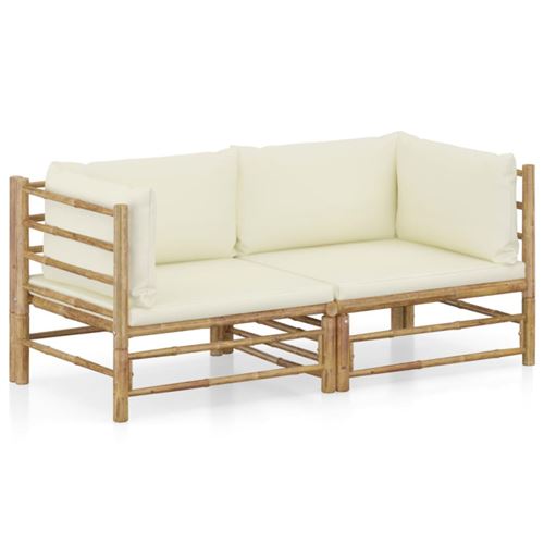 Non Communiqué Blanc Salon De Jardin Vidaxl Bambou Beige 2 Pieces 2 Personnes