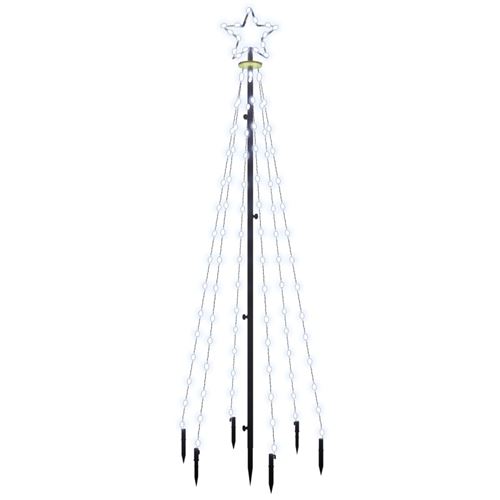 VidaXL Sapin de Noël avec piquet Blanc froid 108 LED 180 cm