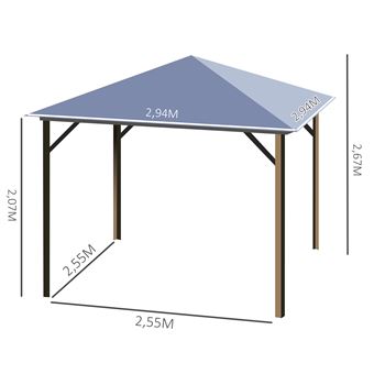 Tonnelle autoportante Idéal toit polycarbonate 3x3m - COULEURS DU