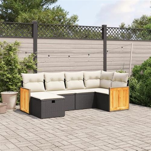 Vidaxl Noir Salon De Jardin 6 Pcs - Image 2