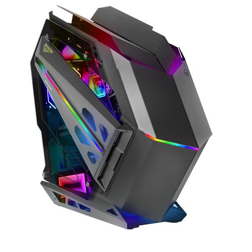 Boîtier Gaming RGB XXL ATX Mars Gaming MC-TITAN, Double Bande LED, Éclairage Frontal ARGB, Hub, Noir