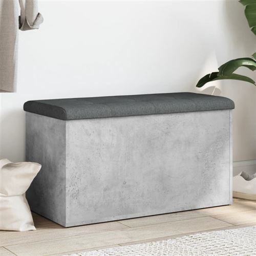 Banc de rangement gris béton 82x42x45 cm bois d ingénierie