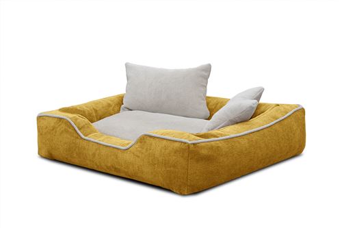Panier pour chien et chat 80 x 70 cm tissu jaune et écru - BONNIE