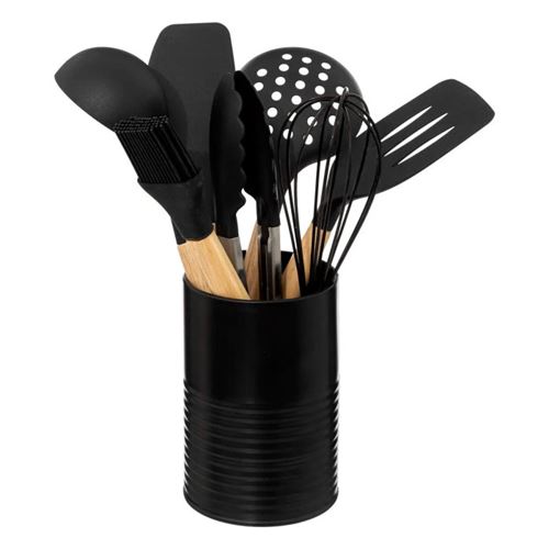 Non Communiqué Noir Five Simply Smart - Lot De 7 Ustensiles Avec Pot "Acacia" 30Cm
