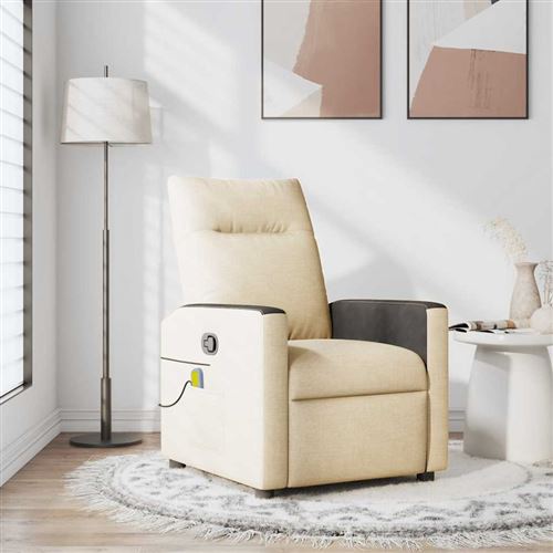 VIDAXL - Fauteuil de massage inclinable - Tissu - Crème - Image 2