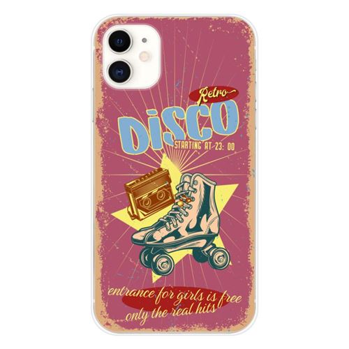 Coque en silicone imprimée compatible Apple iPhone 11 Retro disco
