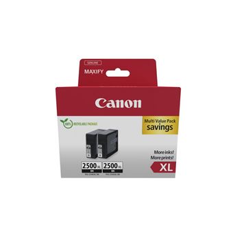 Canon PGI-2500XL BK Twin Pack - Pack de 2 - 70.9 ml - XL - noir - original - réservoir d'encre - pour MAXIFY iB4050, iB4150, MB5150, MB5155, MB5350, MB5450 - 1
