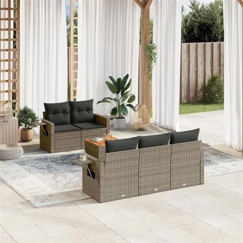 Non Communiqué Gris Salon De Jardin Modulable Vidaxl 5 Personnes 6 Pieces 62 X 55 X 69 Cm Resine Tressee