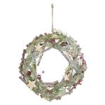 FEERIC LIGHTS & CHRISTMAS Couronne a suspendre avec des branches - 30 cm - Rouge