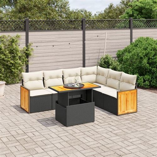 Non Communiqué Noir Vidaxl Salon De Jardin Avec Coussins 7 Pcs, Canapés De Terrasse, Ensemble De Meubles De Patio, Mobilier D'extérieur, 3273975