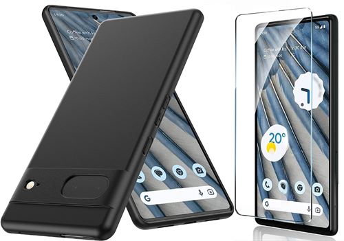 Coque Silicone Couleur Noire + Verre Trempe Pour Google Pixel 7A Little Boutik®