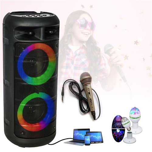 Enceinte Karaoke Enfant USB Bluetooth Portable PARTY ALFA-2600 200W  Lumineuse - Jeu de lumière - Micro - Fête Anniversaire Boum - Enceinte sans  fil - Achat & prix