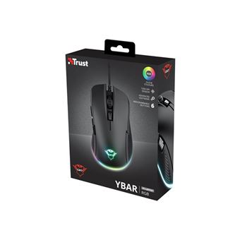 Trust GXT 922 YBAR - Souris - pour droitiers - optique - 6 boutons - filaire - USB 2.0 - noir