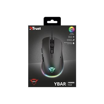 Trust GXT 922 YBAR - Souris - pour droitiers - optique - 6 boutons - filaire - USB 2.0 - noir