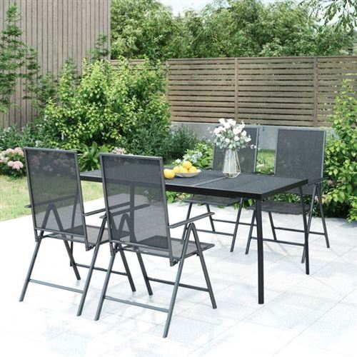 VIDAXL - Ensemble de Jardin - 5 Pièces - Acier - Anthracite - Image 2