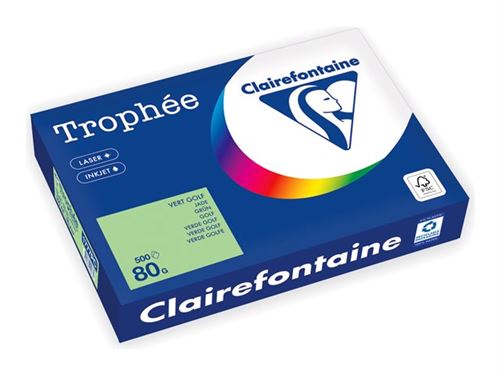 Clairefontaine Trophée - 107 micromètres - vert jade - A4 (210 x 297 mm) - 80 g/m² - 500 feuille(s) zéro plastique - papier teinté