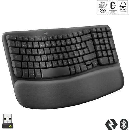 Logitech Graphite 920-012307 Clavier Bureau Rf Sans Fil + Bluetooth Qwertz Tchèque - Neuf - Image 3