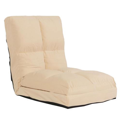 Mendler Beige Fauteuil De Sol Relax En Velours - Image 2